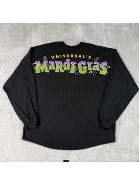 Universal Studios Mardi Gras Shirt Sz XXL Spirit Jersey Black Graphic Theme Park